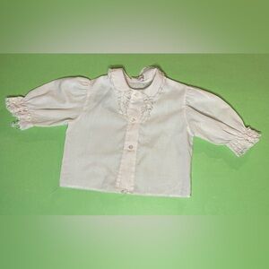 Vintage White Kids Shirt with Lace Trim